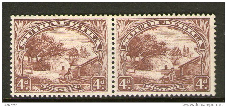 SOUTH AFRICA, 1936  4d BROWN PAIR MH - Unused Stamps