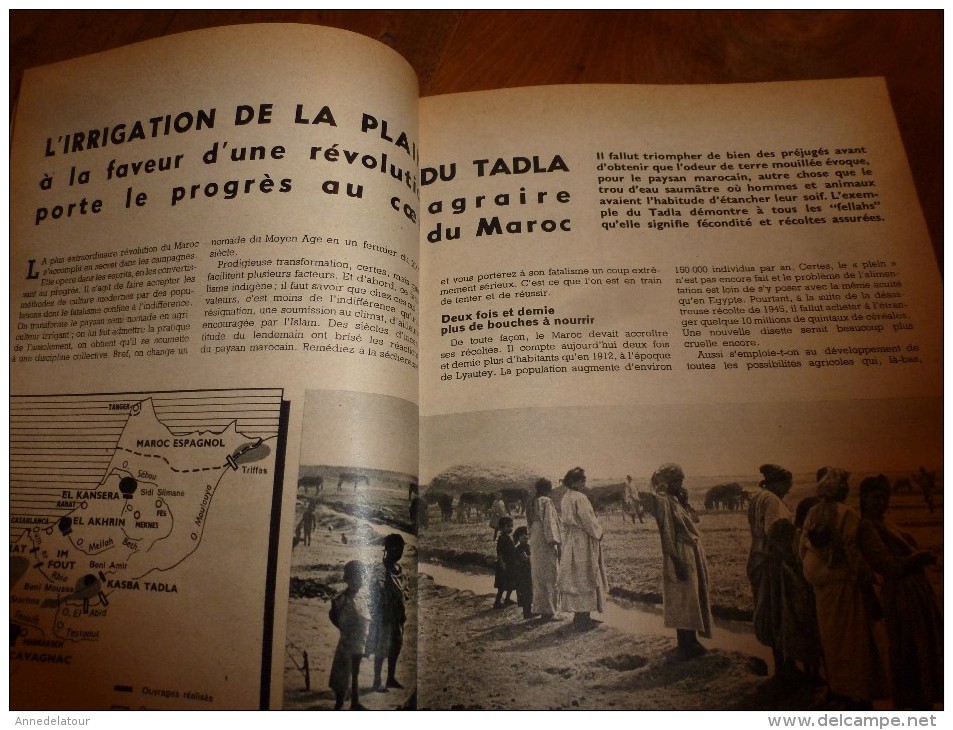 1954 SCIENCE Et VIE --->SOMMAIRE En  2e Photo  Et: MAROC (Tadla,Fquih-ben-Salah,Bin-el-Ouidane); Etretat; Huitres Nacre - Science