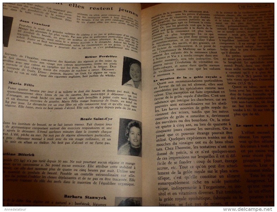 1954 SCIENCE et VIE --->SOMMAIRE en  2e photo  et:  ISRAËL ; Extraordinaire ESCARGOT; Pour ne pas vieillir..etc