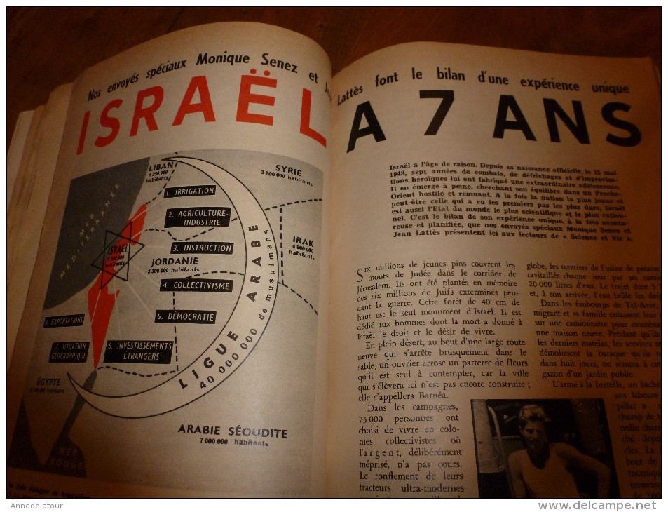 1954 SCIENCE et VIE --->SOMMAIRE en  2e photo  et:  ISRAËL ; Extraordinaire ESCARGOT; Pour ne pas vieillir..etc