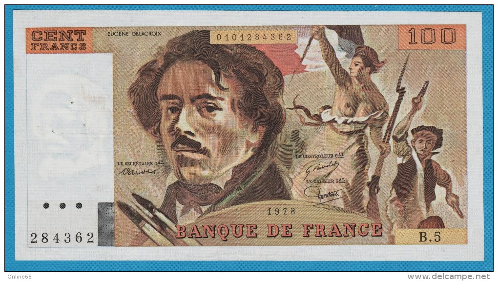 FRANCE 100 Francs 1978  "DELACROIX"  ALPHA B.5   F.68/3  KM# 154 - 100 F 1978-1995 ''Delacroix''