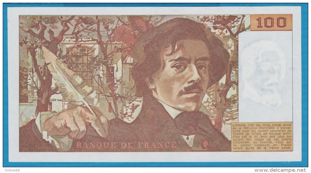 FRANCE 100 Francs 1991  "DELACROIX"  ALPHA B.202   F.69bis/3c1  KM# 154 - 100 F 1978-1995 ''Delacroix''