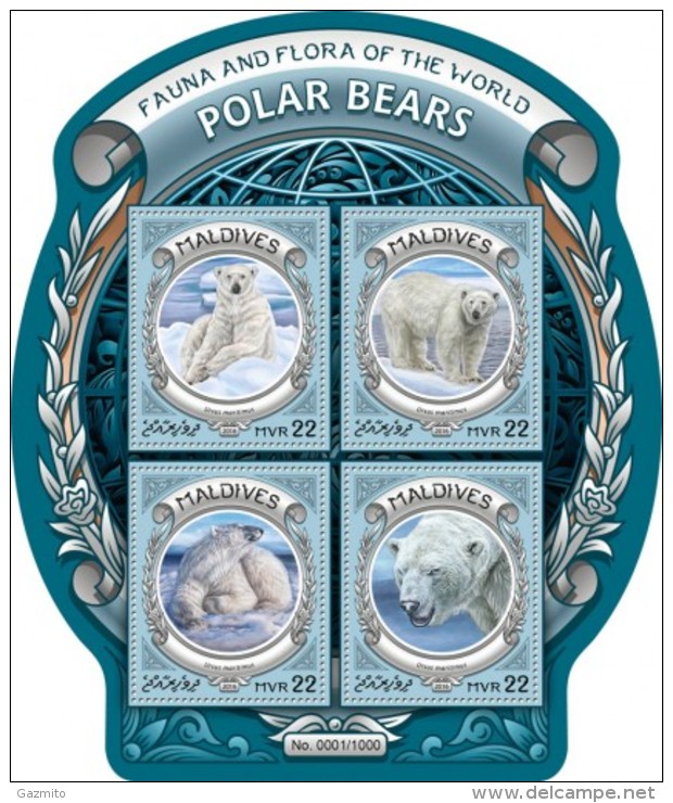 Maldives 2016, Animals, Polar Bear, 4val In BF - Faune Arctique