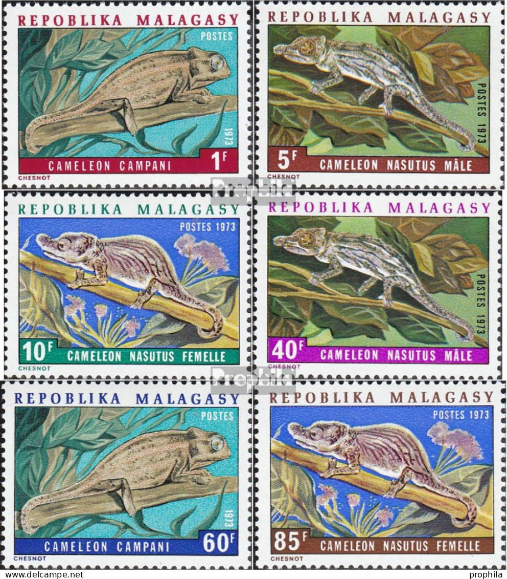 Madagaskar 683-688 (kompl.Ausg.) Postfrisch 1973 Chamäleons - Madagaskar (1960-...)