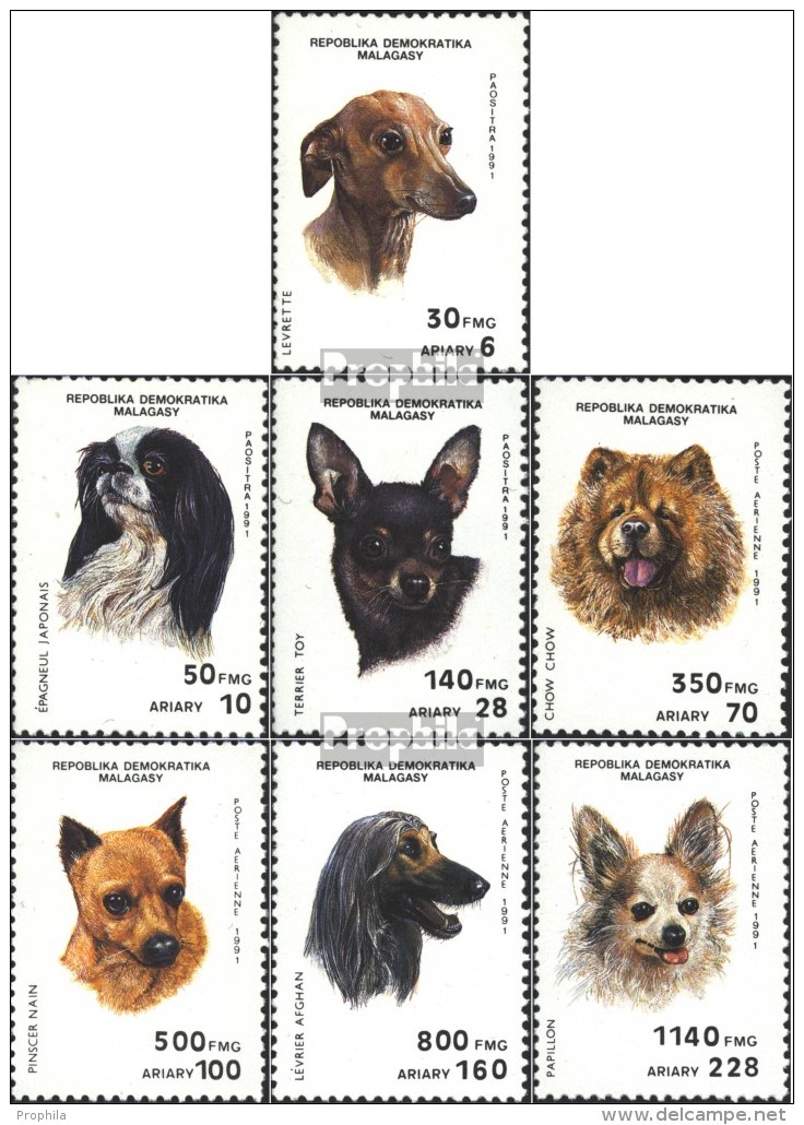 Madagaskar 1299-1305 (kompl.Ausg.) Postfrisch 1991 Hunde - Madagaskar (1960-...)