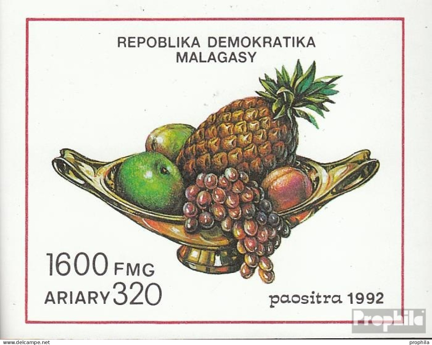 Madagaskar Block189 (kompl.Ausg.) Postfrisch 1992 Früchte - Madagaskar (1960-...)