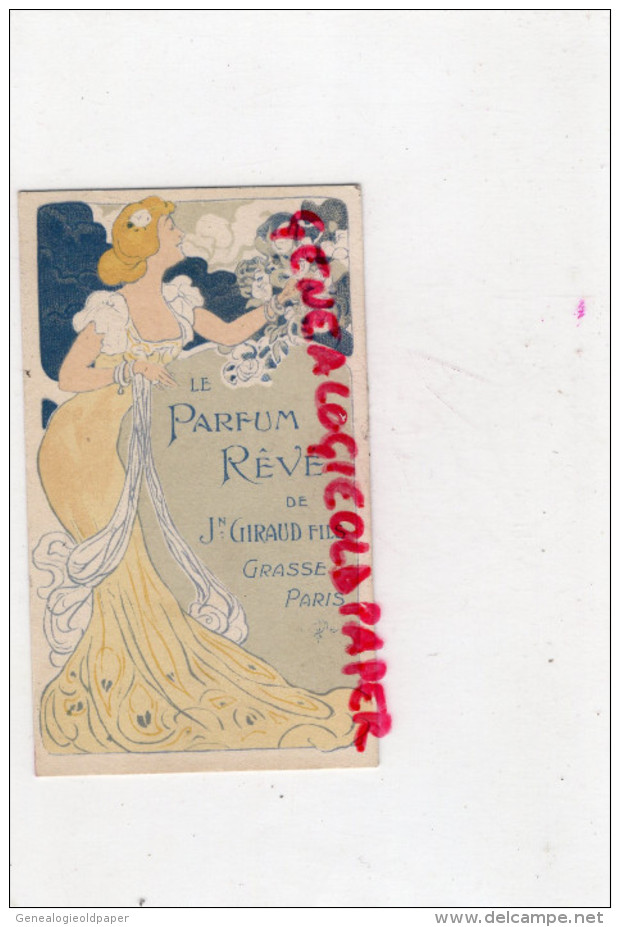06 - 75- GRASSE -  CARTE PARFUMEE CALENDRIER 1905  PARFUM REVE DE J. GIRAUD - PARIS - ART NOUVEAU FEMME - Grasse