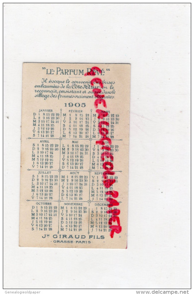 06 - 75- GRASSE -  CARTE PARFUMEE CALENDRIER 1905  PARFUM REVE DE J. GIRAUD - PARIS - ART NOUVEAU FEMME - Grasse