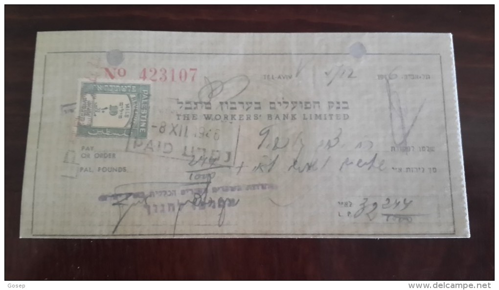 Israel-the Workers Bank Limited-(number Chek-423107)-(32.24lirot)-1946 - Israel