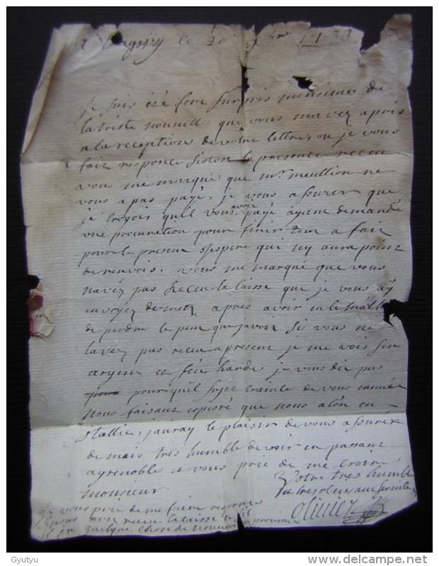 1733 Lettre Pour Grenoble à Monsieur Sallicou, Notaire Royal - Manoscritti