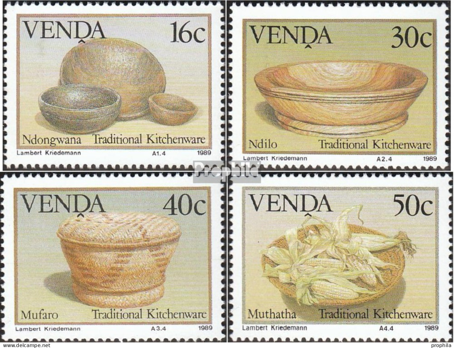 Südafrika - Venda 183-186 (kompl.Ausg.) Postfrisch 1989 Traditonelles Küchengeschirr - Venda