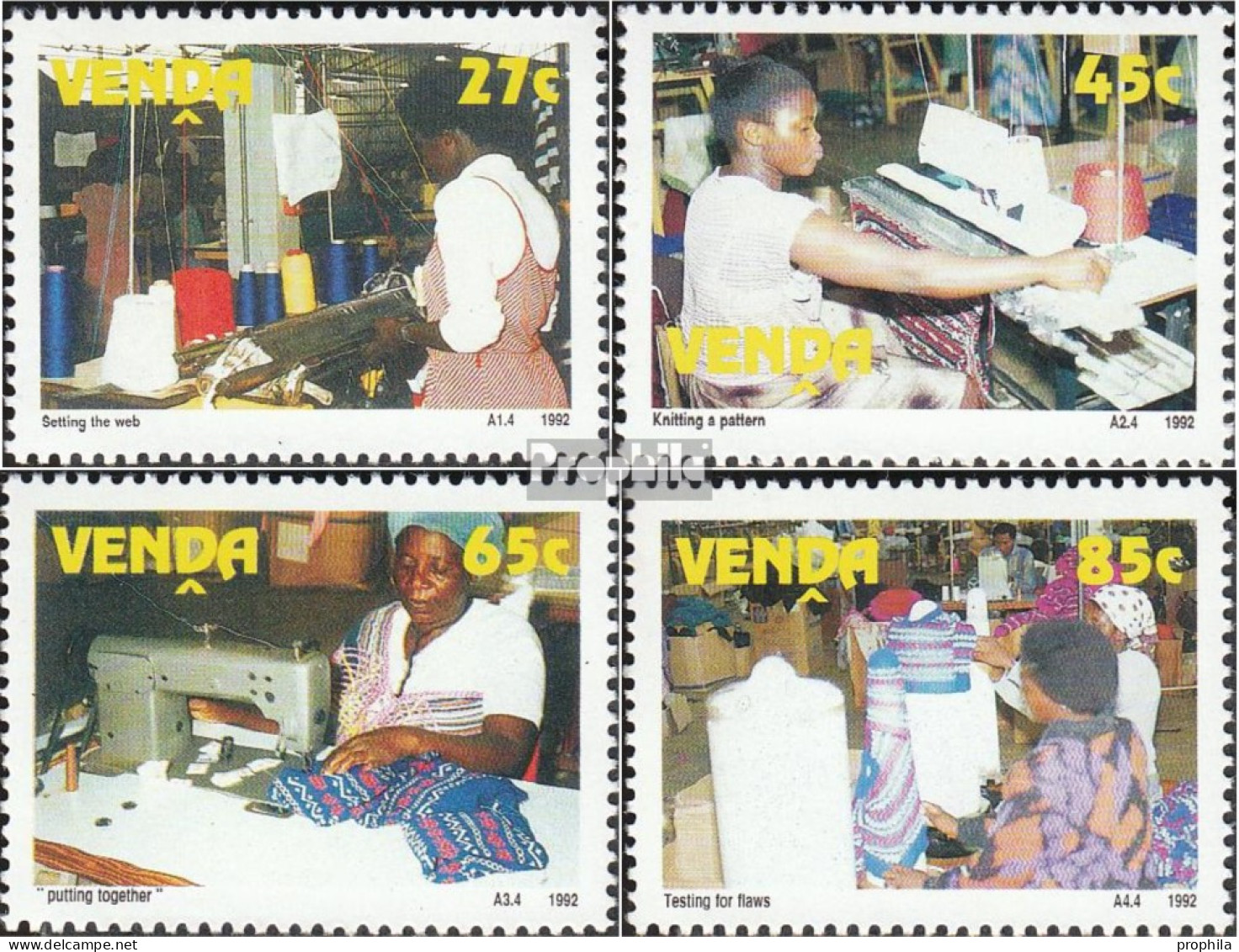 Südafrika - Venda 233-236 (kompl.Ausg.) Postfrisch 1992 Bekleidungsindustrie - Venda