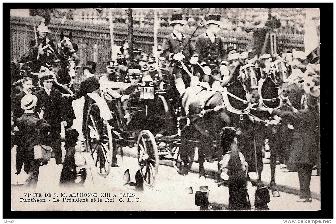 CPA ANCIENNE- FRANCE- RECEPTION D'ALPHONSE XIII A PARIS- LE PRÉSIDENT LOUBET ET LE ROI AU PANTHÉON- ATTELAGE GROS PLAN - Réceptions