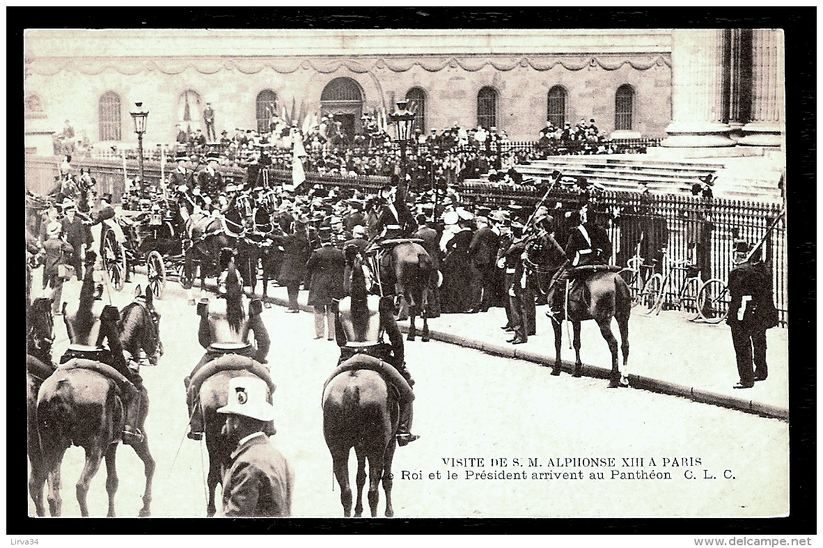 CPA ANCIENNE- FRANCE- RECEPTION D'ALPHONSE XIII A PARIS- LE ROI ET LE PRESIDENT ARRIVENT AU PANTHÉON- GROS PLAN - Réceptions