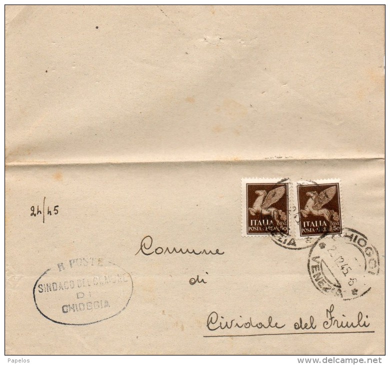 1945 LETTERA CON ANNULLO CHIOGGIA VENEZIA - Correo Aéreo