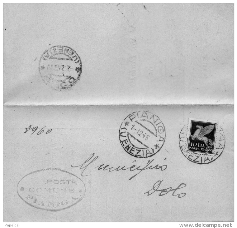 1945 LETTERA CON ANNULLO PIANIGA VENEZIA - Correo Aéreo