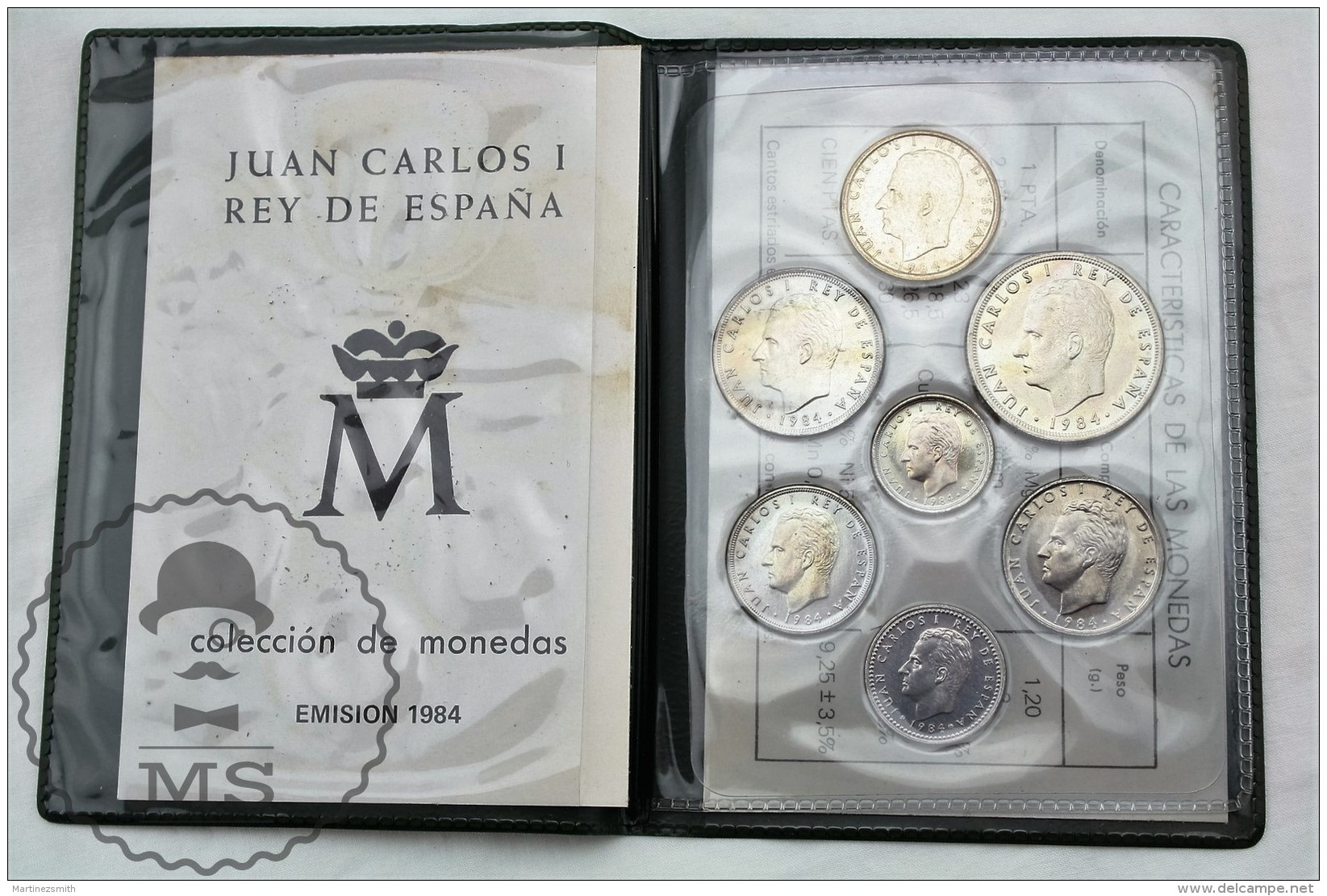 Spain Juan Carlos I Mint Coin Set 1984 - 1, 2, 5, 10, 25, 50 &amp; 100 Pesetas By Spanish Royal Mint - Sets Sin Usar &  Sets De Prueba
