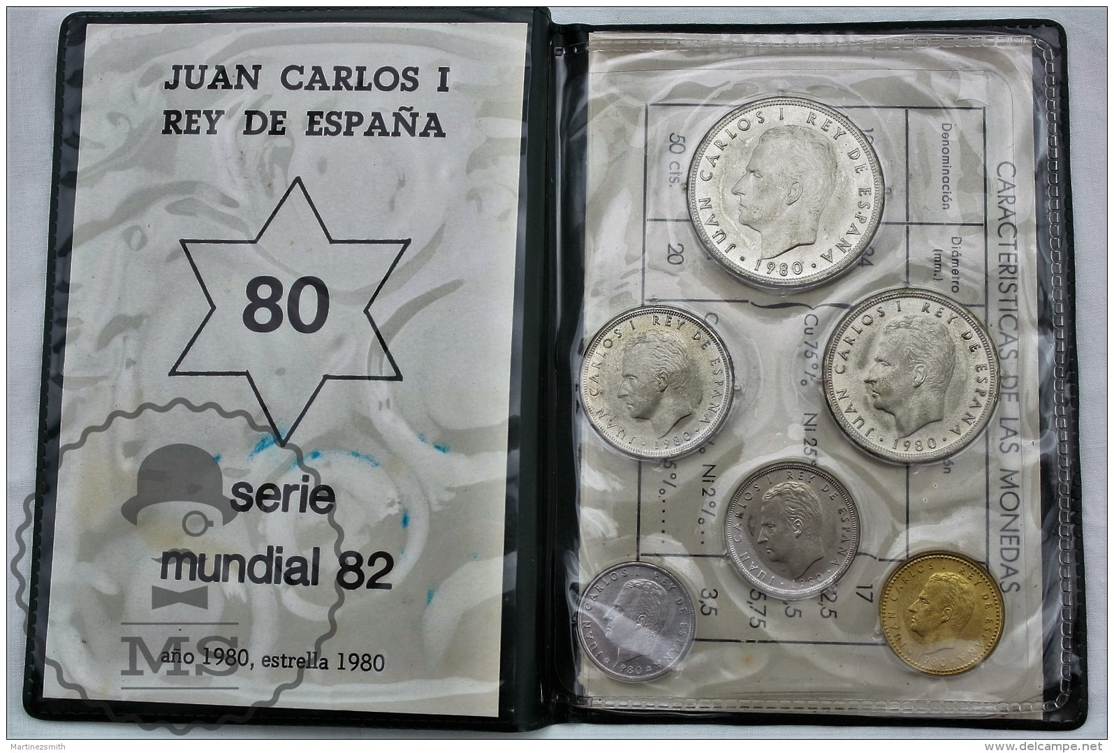 Spain Juan Carlos I Mint Coins 1982 FIFA World Cup Set - 100, 50, 25, 5, 1, Pesetas &amp; 50 Cts. By Spanish Royal Mint - Mint Sets & Proof Sets