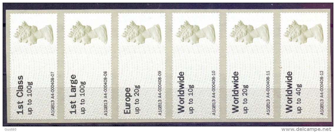 Great Britain 2010 Post & Go 1st To Worldwide 40g.T.3 Set Of 6 - Post & Go (distributeurs)