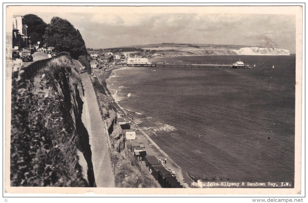 Lake Slipway & Sandown Bay, Isle Of Wight - Real Photo - Nigh - 1953 - Sandown