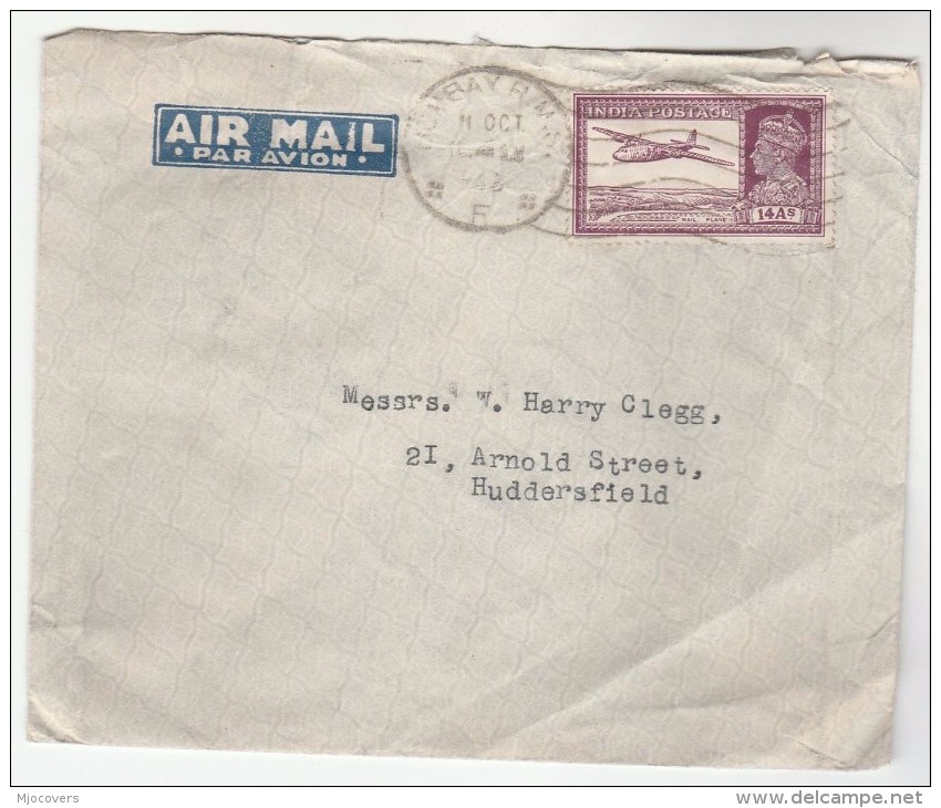 1946 Air Mail INDIA COVER 8a AIRCRAFT Stamps To GB Aviation Flight - 1936-47 King George VI