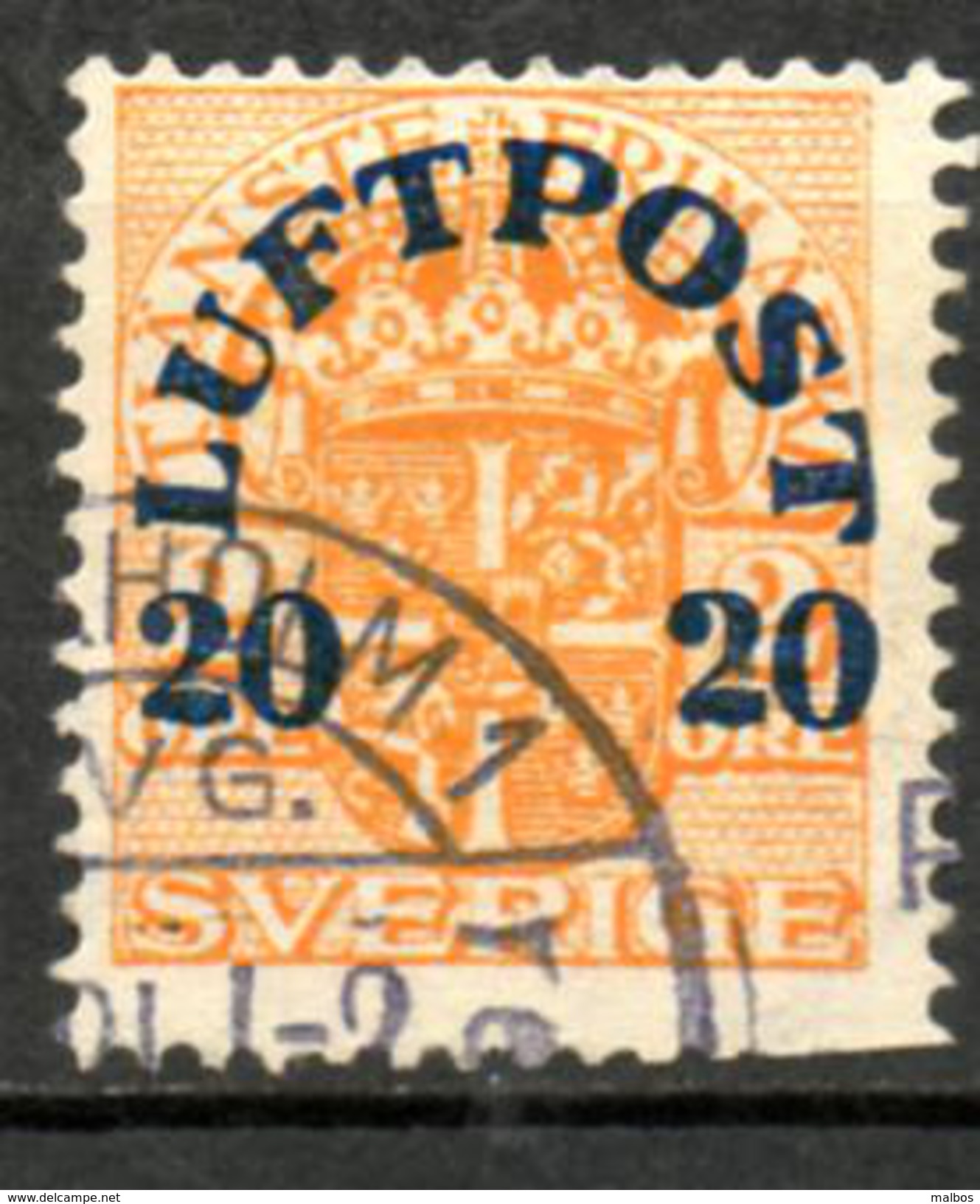 SUEDE   Aéro   1920  (o)    Y&T N° 2 - Used Stamps