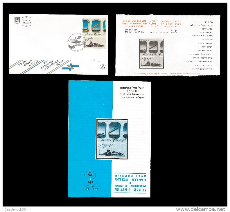 E)1986 ISRAEL, BEN GURION AIRPORT, 50TH ANNIV. TERMINAL FROM AIRCRAFT, FDC, FDB, SET - Collections, Lots & Séries