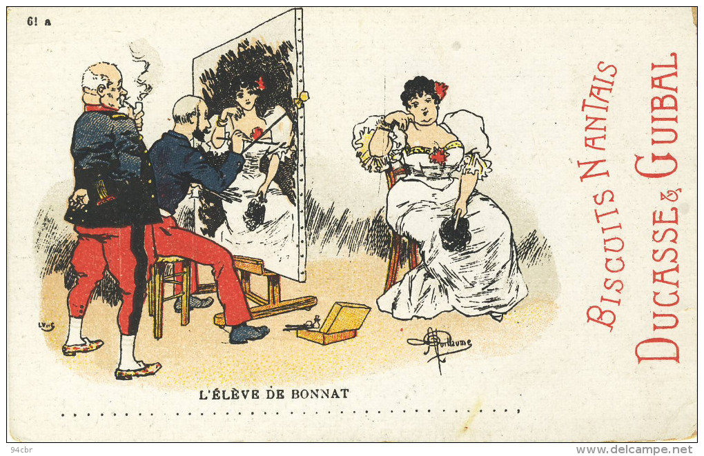 CPA(militaria Humoristique)  L ELEVE DE BONNAT  (illustrateur Guillaume)( Pub Biscuits Nantais Ducasse Et Guibal) - Guillaume