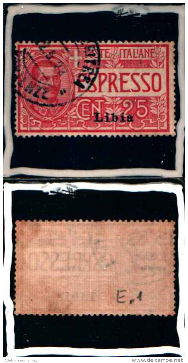 83030) Libia-Effigie Di Vittorio Emanuele III, Tipo Floreale -espresso Da 25c.-usati Ct.n.1- 45€ - Ethiopie