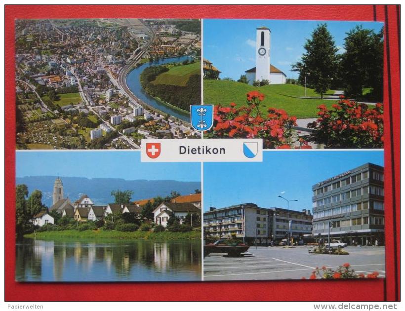 Dietikon (ZH) - Mehrbildkarte / Flugaufnahme / Kirche / Zürcher Kantonalbank - Dietikon