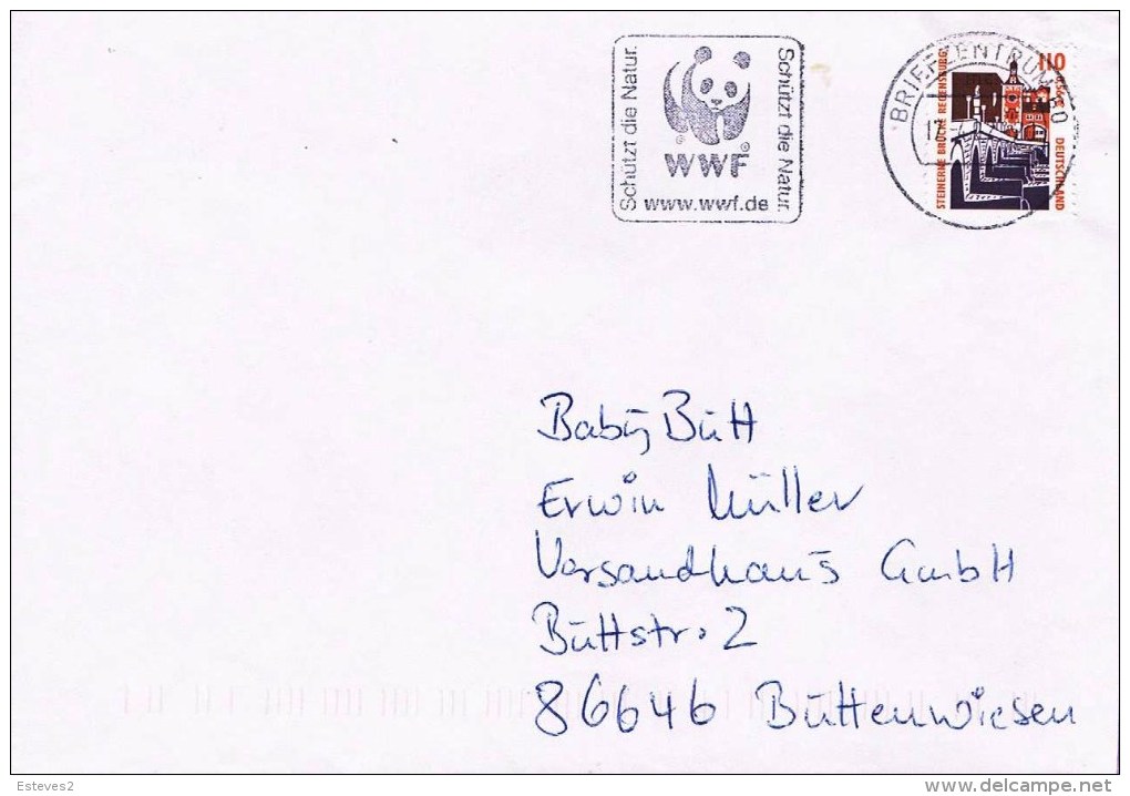 Germany ,  Allemagne ,  2002 , Slogan , Flamme , Meter , WWF  ,  Bridge , Recensburg - Briefe U. Dokumente