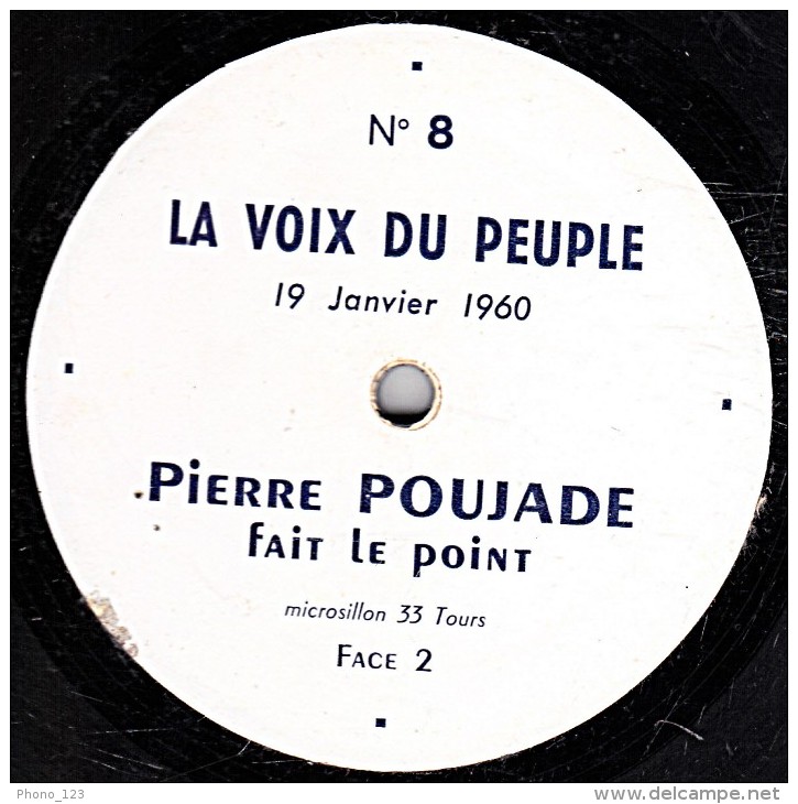 Microsillon 33 T. - 25 Cm - état  TB - PIERRE POUJADE  Fait Le Point - 19 Janvier 1960 Face 1 Et 2 - Limitierte Auflagen