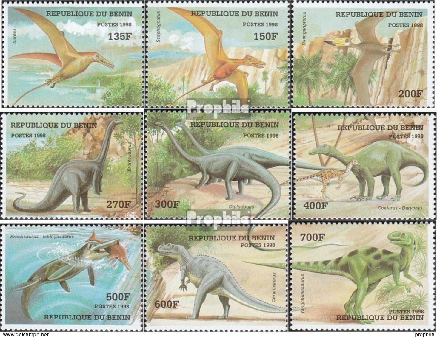 Benin 1040-1048 (kompl.Ausg.) Postfrisch 1998 Prähistorische Tiere - Andere & Zonder Classificatie