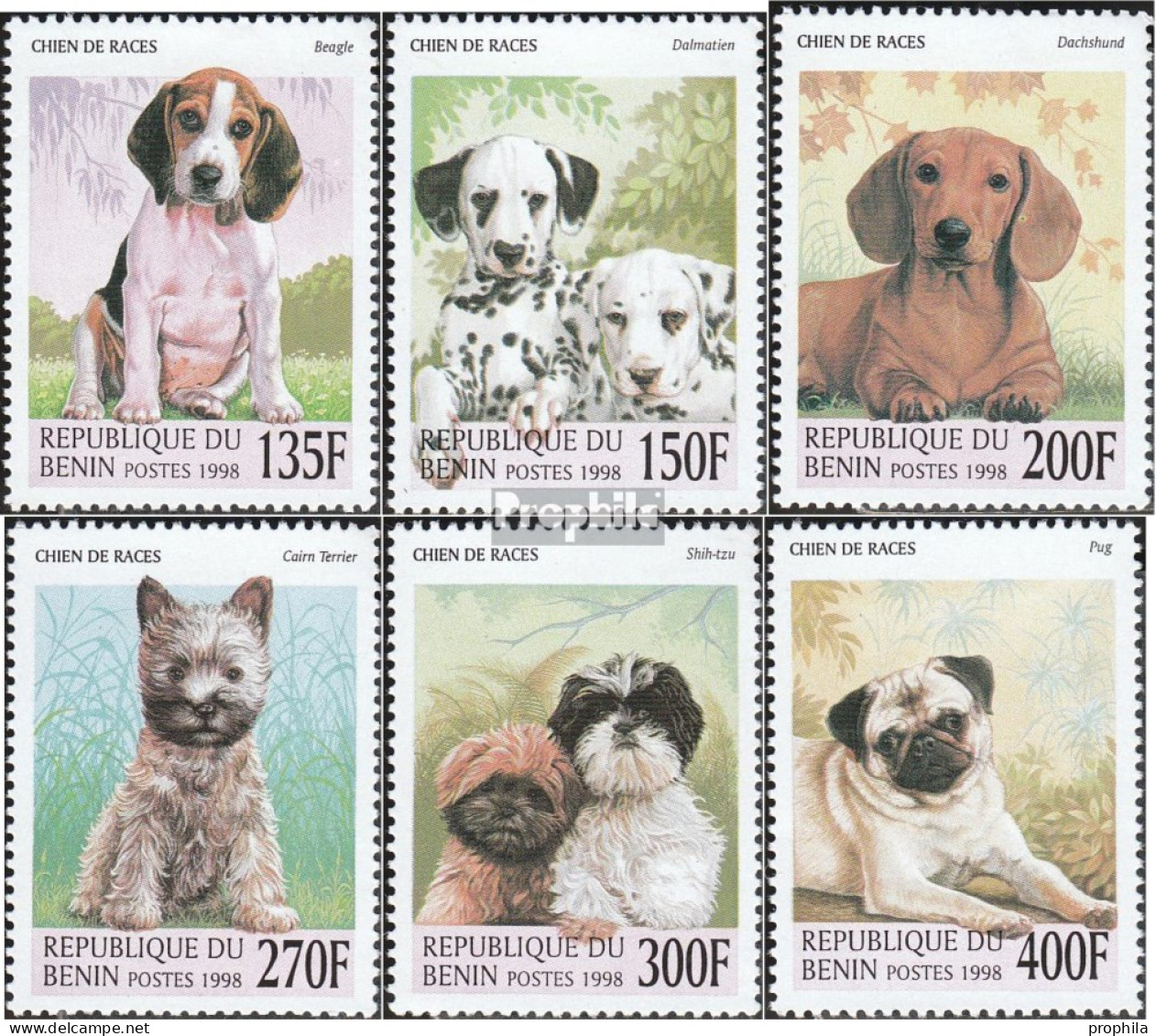 Benin 1049-1054 (kompl.Ausg.) Postfrisch 1998 Hundewelpen - Other & Unclassified