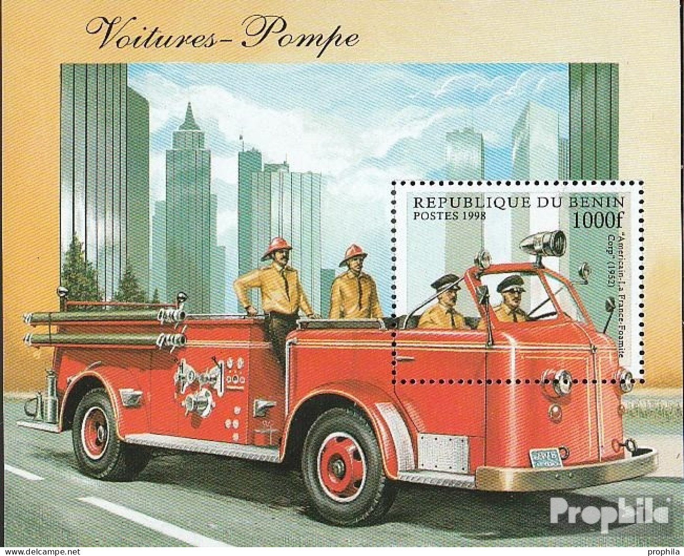 Benin Block38 (kompl.Ausg.) Postfrisch 1998 Alte Feuerwehrfahrzeuge - Other & Unclassified