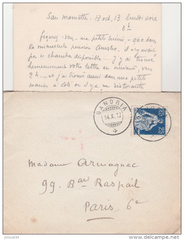 Suisse  Cachet Gandria 14/10/1913 Pour Paris - Storia Postale