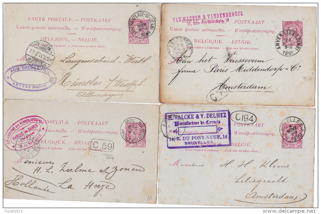 4 Cartes Avec Tampon De Firme - Postkarten 1871-1909