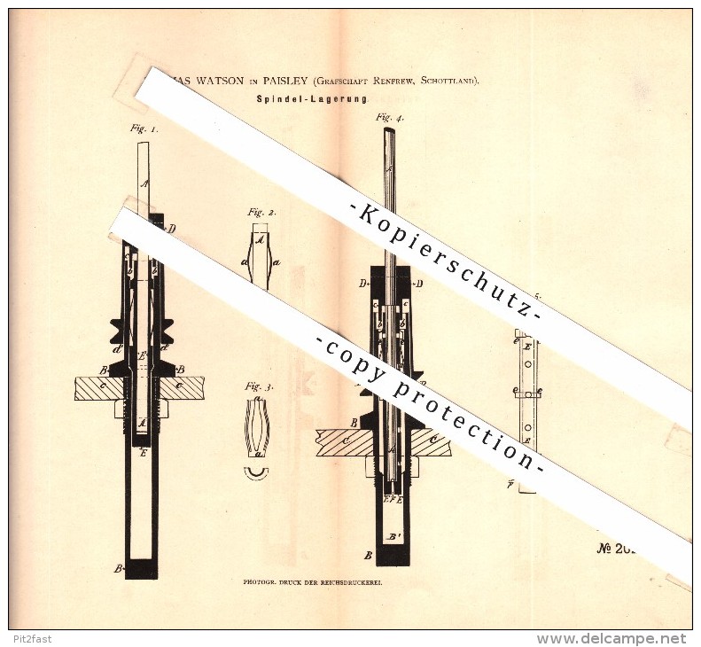 Original Patent - James Lyle In Paisley , Scotland , 1882 , Spindle For Spinning !!! - Renfrewshire