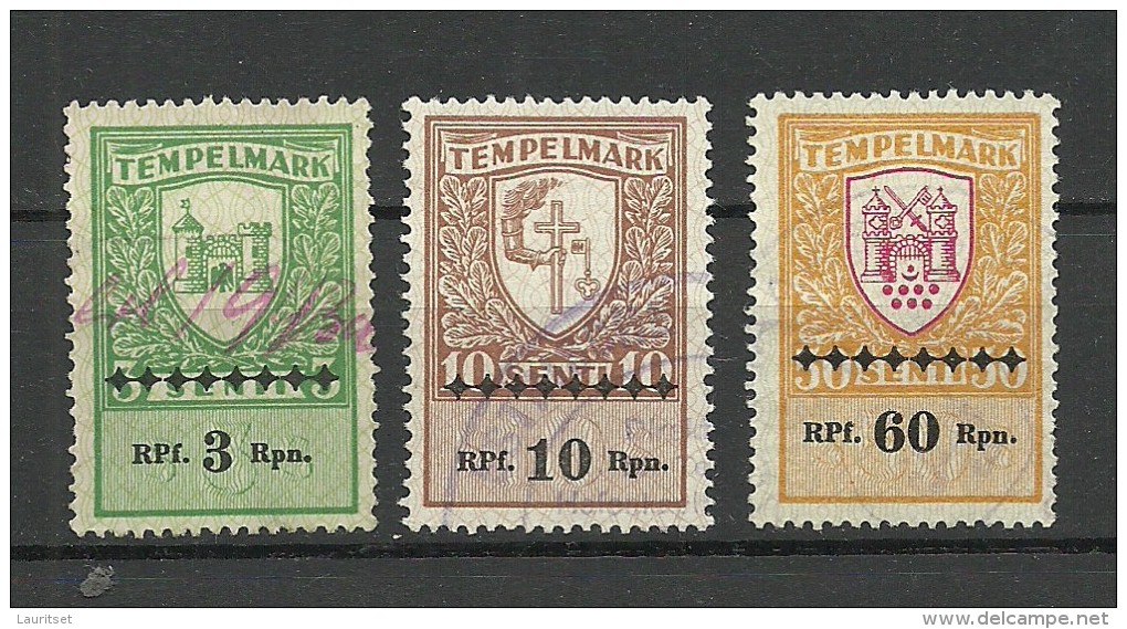 Estonia 1941-1944 German Occupation 3 Stempelmarken (RARE Type Big "P" In RPf) O - Occupation 1938-45