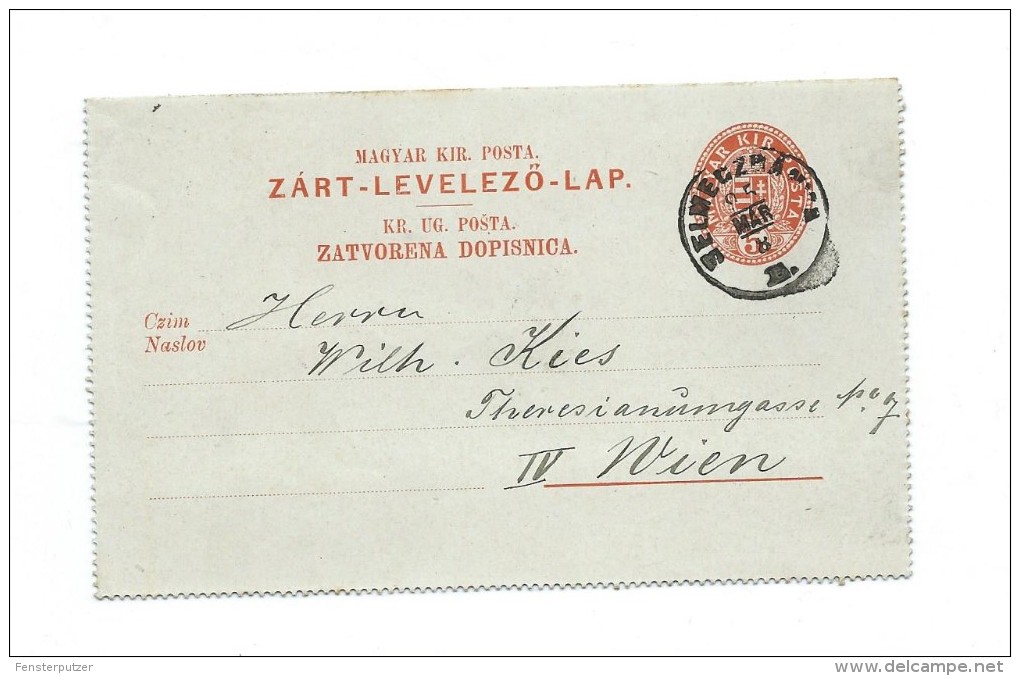 Ganzsache  Kartenbrief 8.3.1895 Echt Gelaufen Nach Wien - Enteros Postales