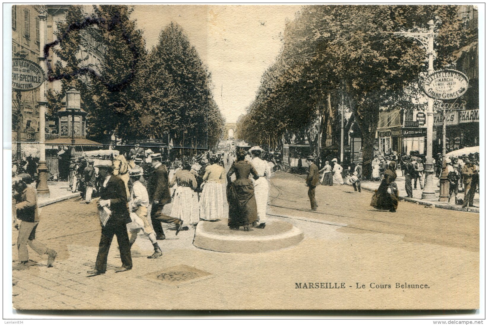 - MARSEILLE - Le Cours Belsunce, Publicité Alcazar, Léon DOUX, Tramway, Cliché Peu Courant, TBE, Scans. - Canebière, Centro Città