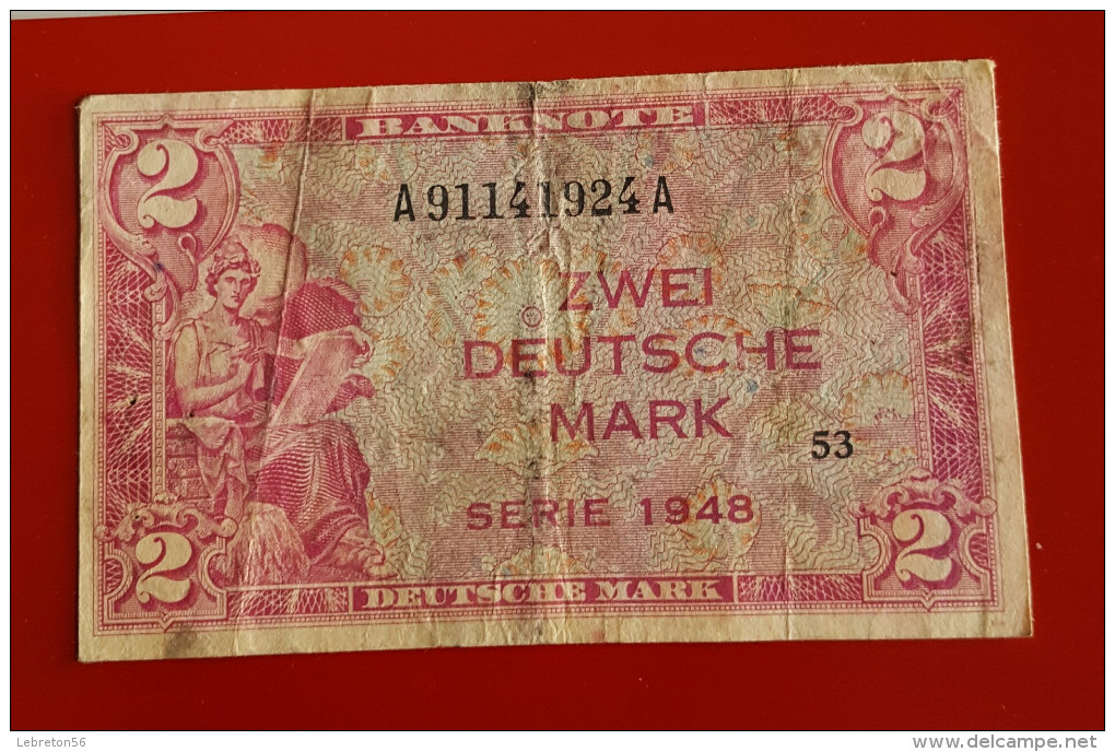 ALLEMAGNE ZWEI  DEUTSCHE MARK SERIE 1948  Voir Les 2 Photos - 2 Deutsche Mark