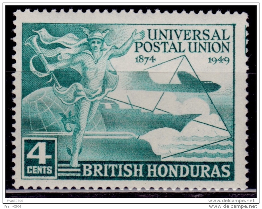 British Honduras, 1949, UPU Issue, 4c, MLH - Honduras Británica (...-1970)