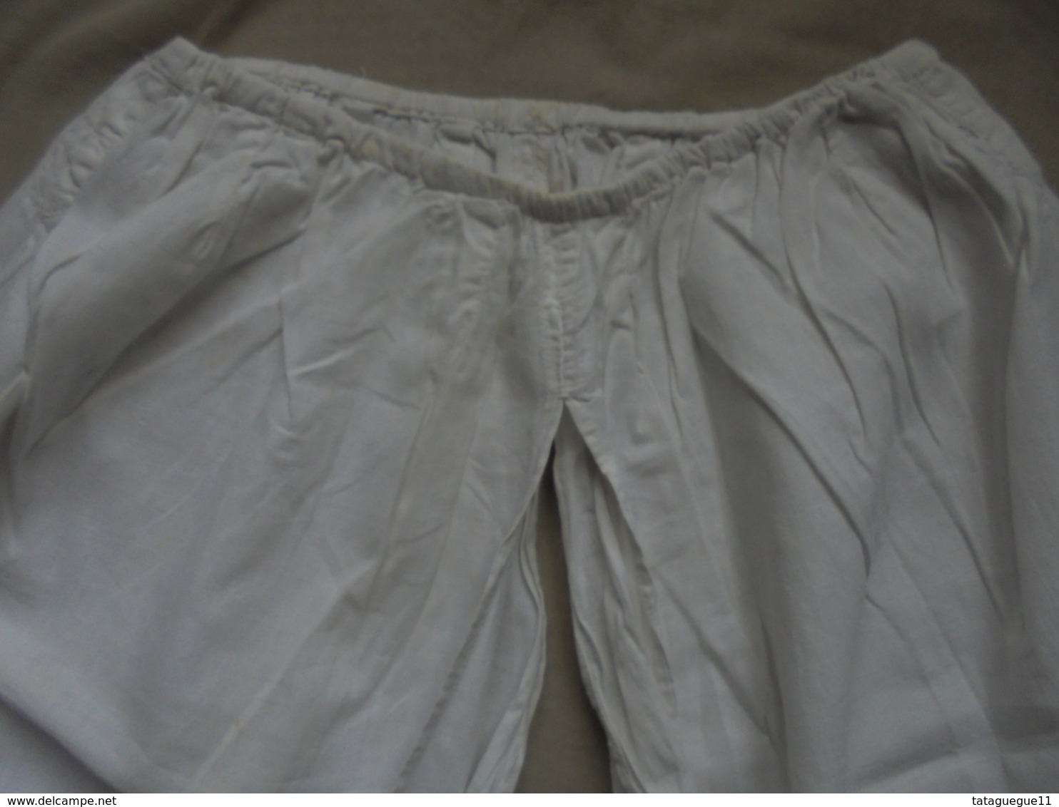 Ancien - Grande Culotte Fendue En Coton Blanc Avec Dentelle Années 30 - 1900-1940