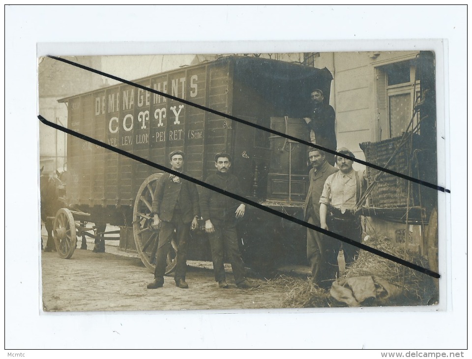 Carte Photo- Déménagements COTTY  -  Levallois Perret - Transport-Métier-Déménageurs -Attelage -Roulotte- - Levallois Perret