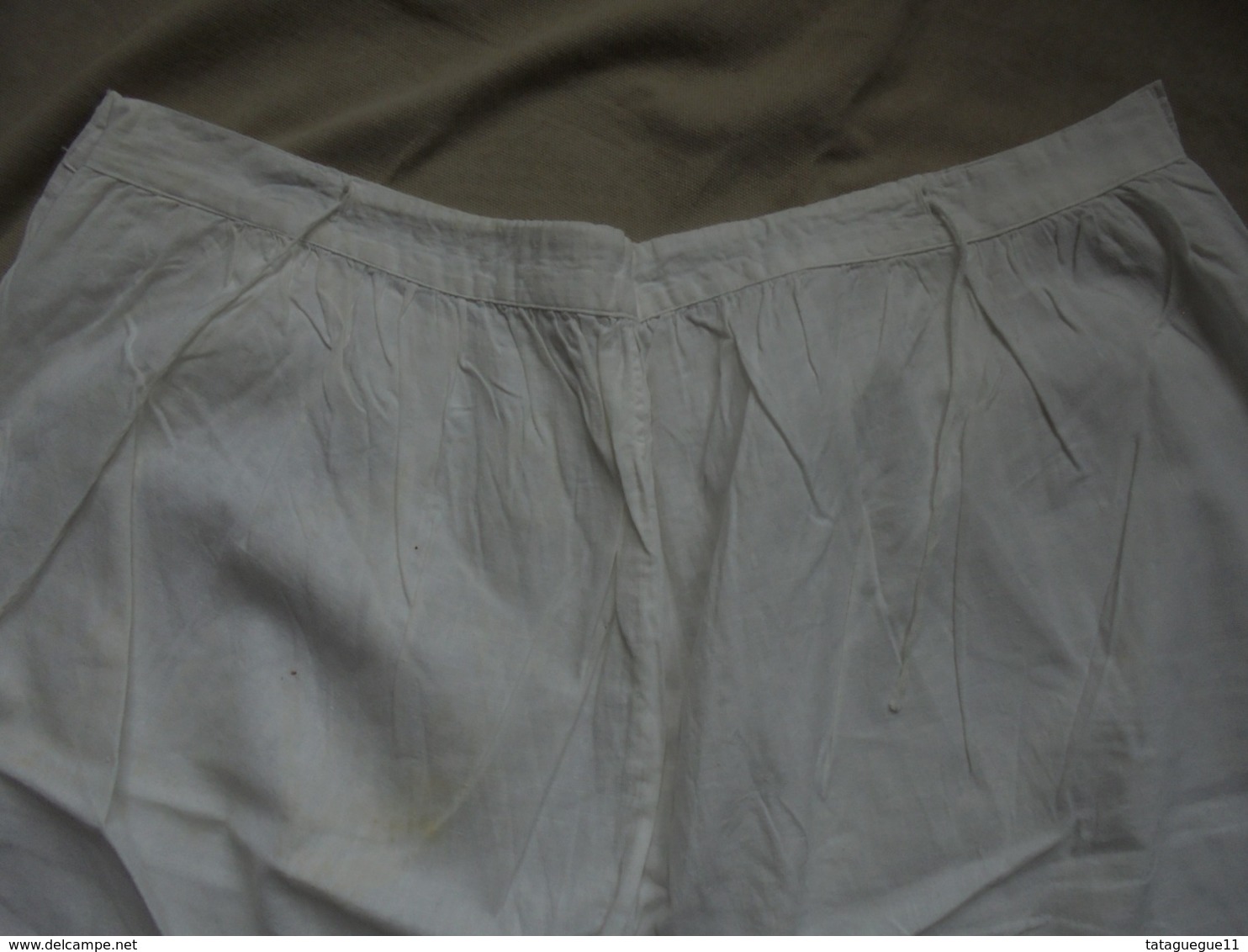 Ancien - Grande culotte en coton blanc avec dentelle Années 30