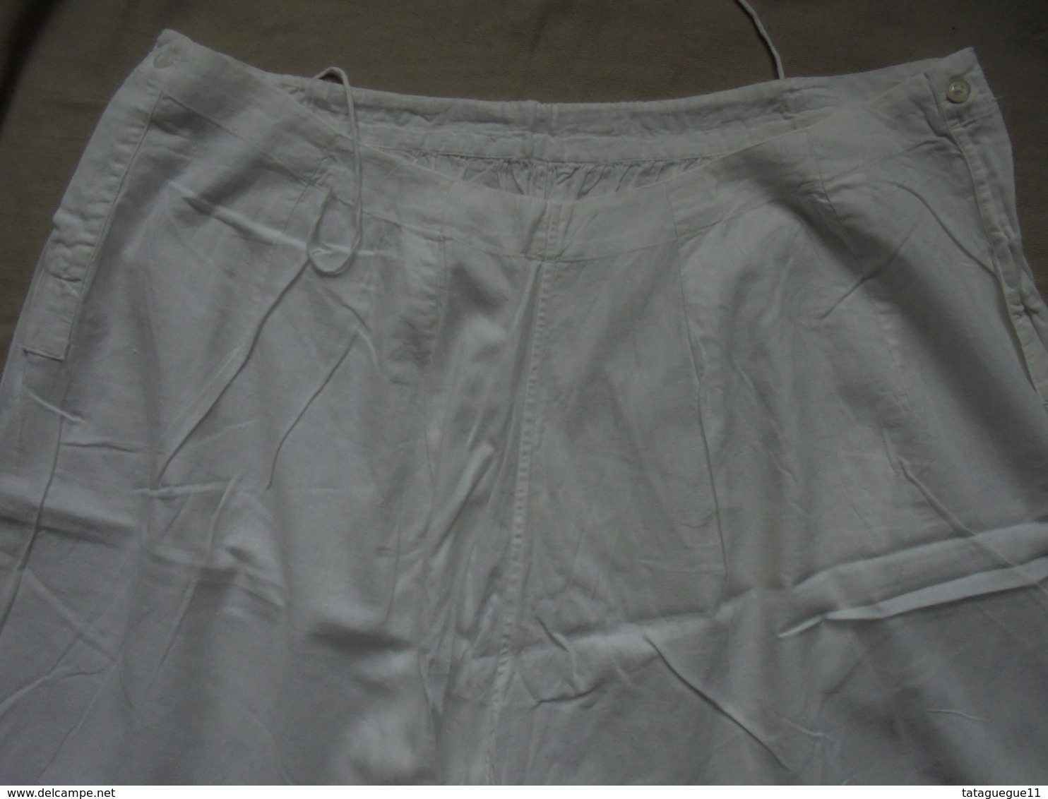 Ancien - Grande culotte en coton blanc avec dentelle Années 30