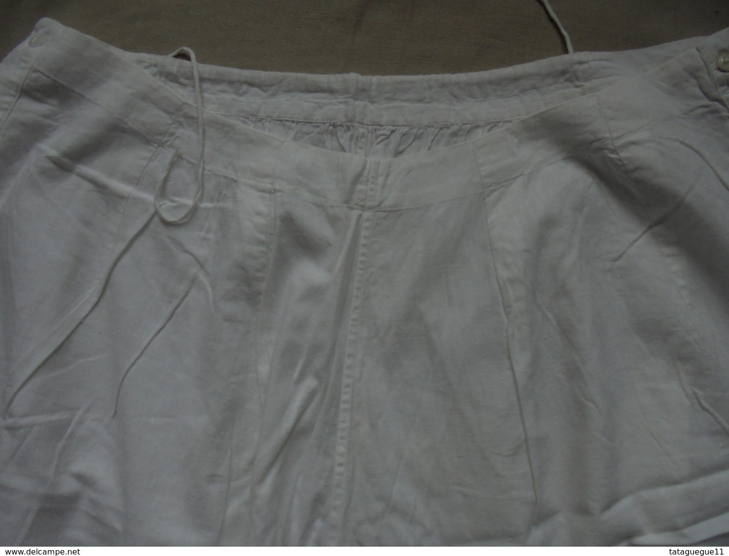 Ancien - Grande culotte en coton blanc avec dentelle Années 30