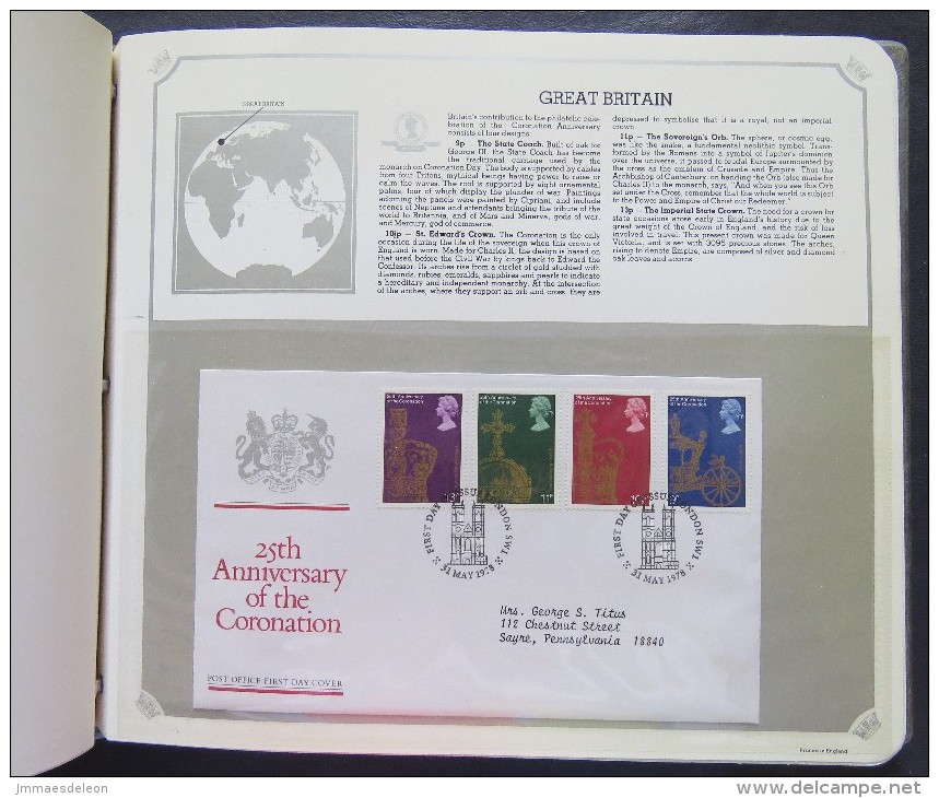 25 Anniv. Coronation Of Queen Elizabeth II. 40 FDC Covers From Different Countries - Collections (en Albums)