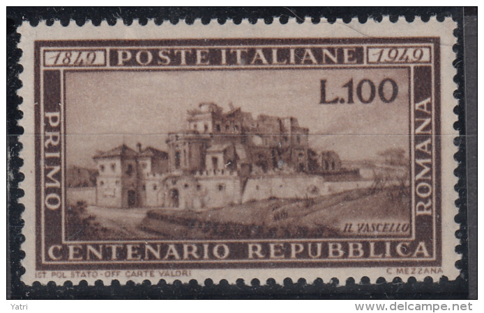 Italia - 1949 - Centenario Della Repubblica Romana ** - 1946-60: Nuevos